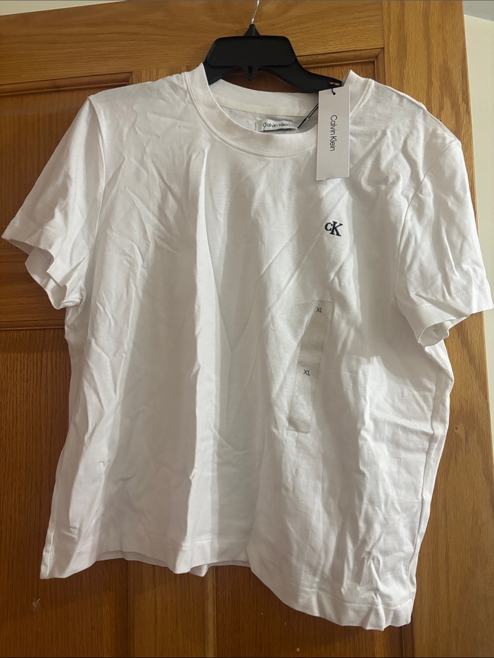 Calvin Klein White Crew Tee with Small CK Chest Logo